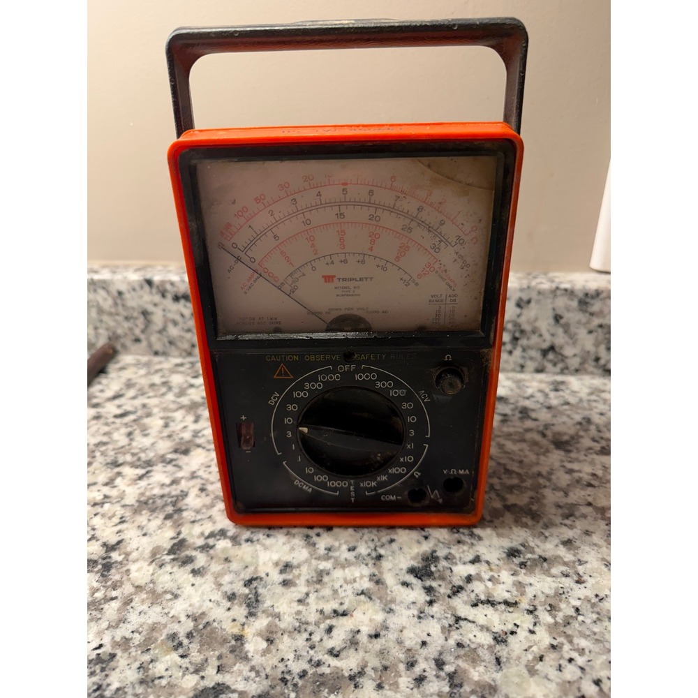 Triplett Model 60‎ Type 2 Suspension Analog Multimeter VOM Orange US-TVA Read